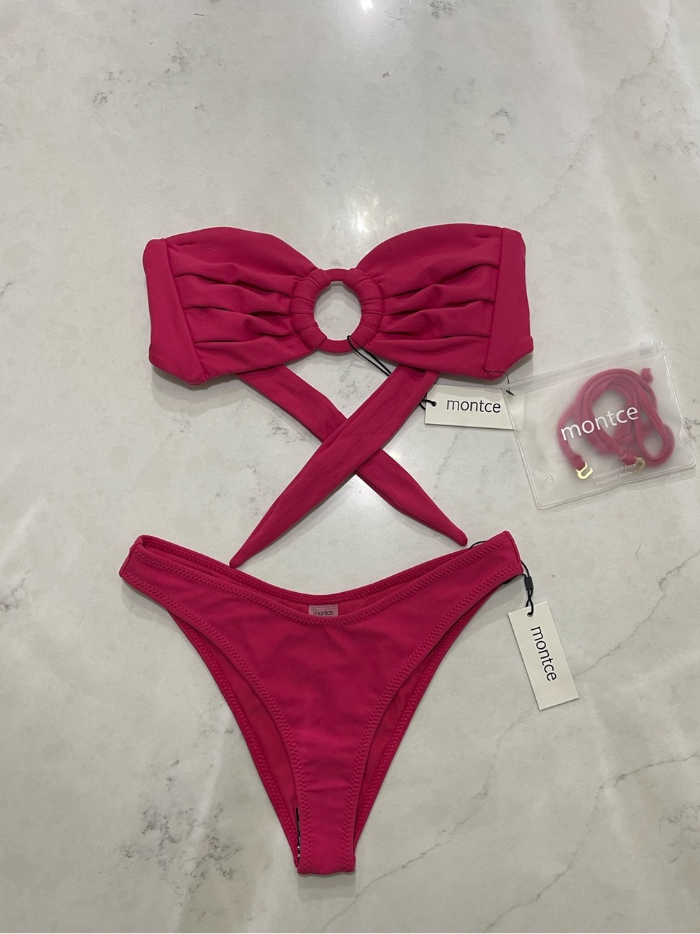 Montce Tori Ties Bandeau Top & Lulu Bottoms in Raspberry